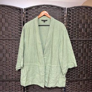 Lafayette 148 New York green linen single button Lagenlook blazer L/XL
